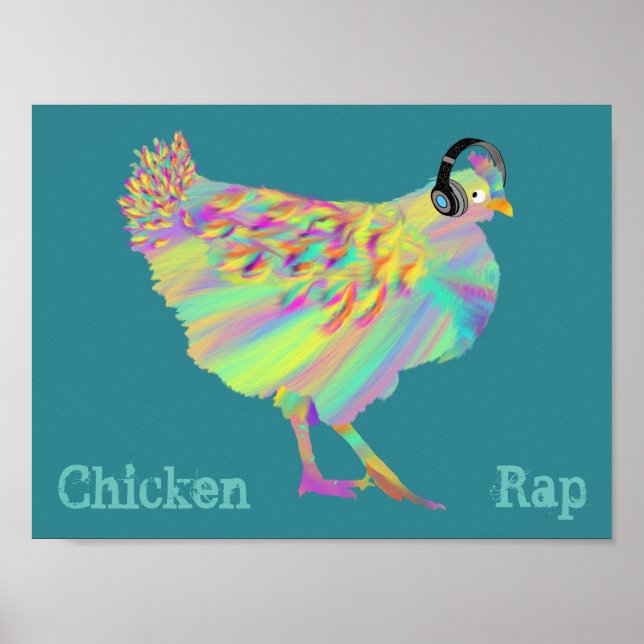 Affiches Poulet Rap Viande Drôle Gratuit Végétal Musique An (Devant)