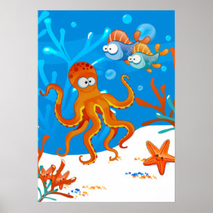 Affiches Poulpe Mignon et Étoile de Mer pour Chambre d'Enfa