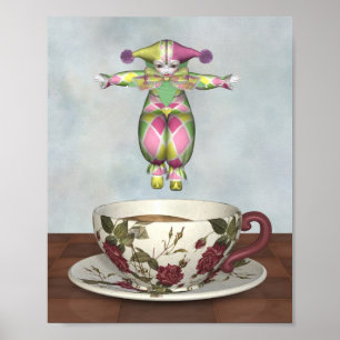 Affiches Poupée clown Pierrot Jumer dans une tasse de thé
