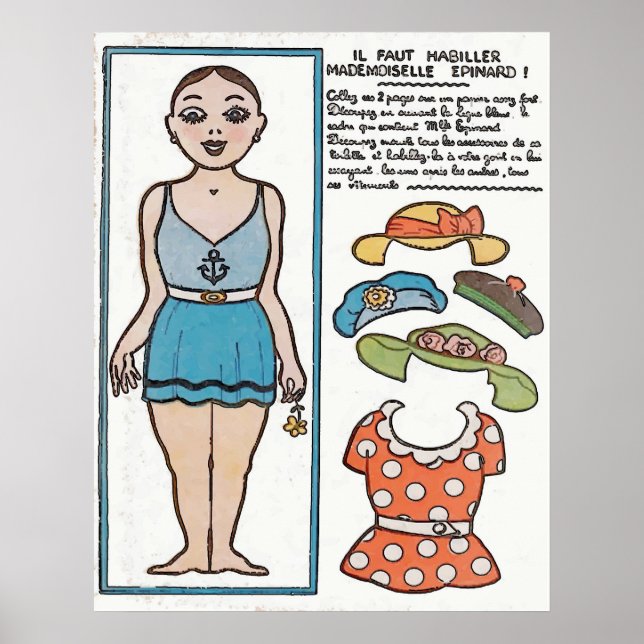 Affiches Poupée de papier, Plage de femme, France (Devant)