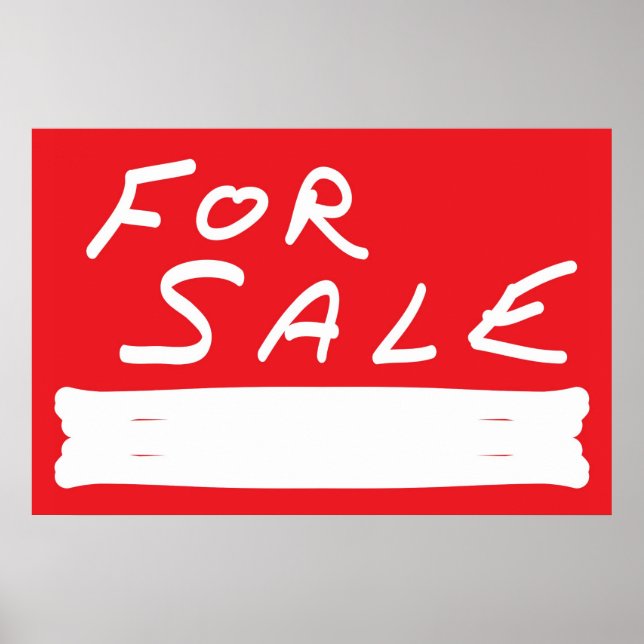 AFFICHES POUR LA VENTE SIGNER BLANC SUR ROUGE (Devant)