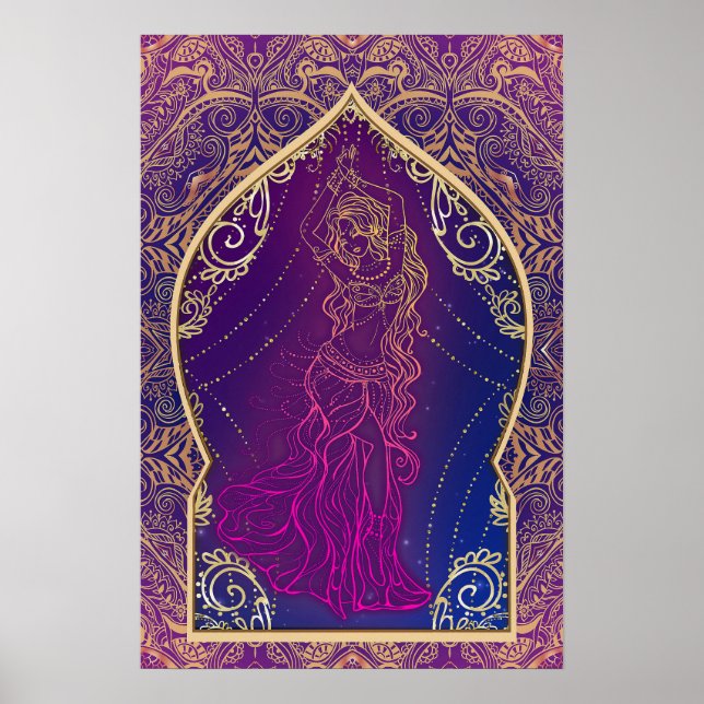 Affiches Pourpre & Or Marocain Arabe Danse du Ventre Glam (Devant)