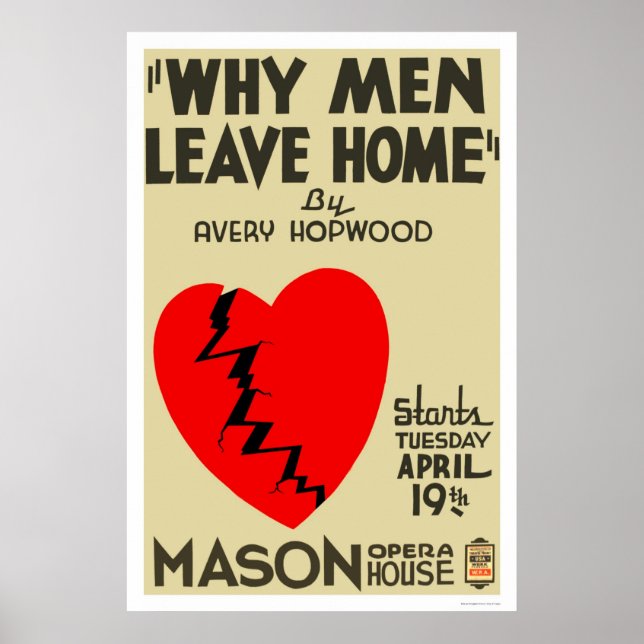 Affiches Pourquoi les hommes quittent la maison 1938 WPA (Devant)