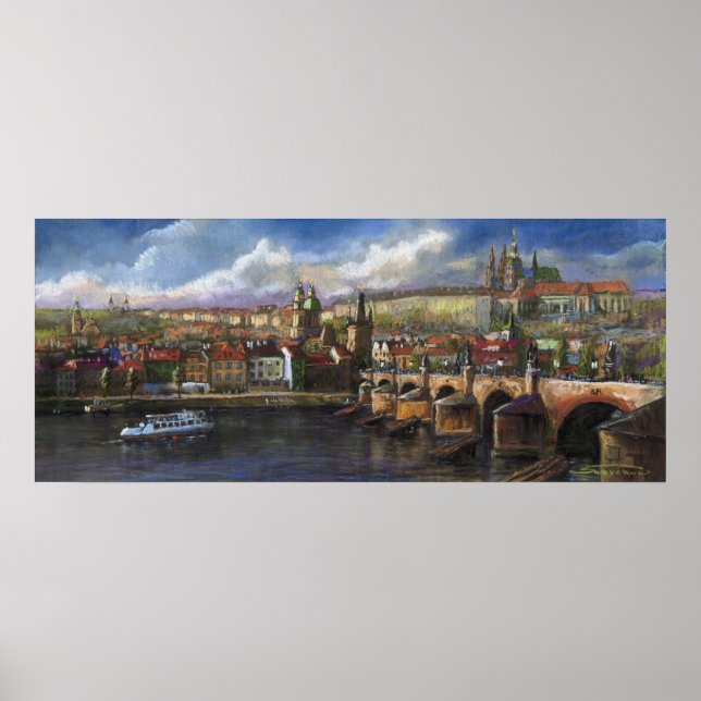 Affiches Prague Panorama Charles Bridge Prague Château (Devant)