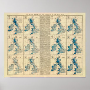 Affiches Précipitations, la température, îles britanniques
