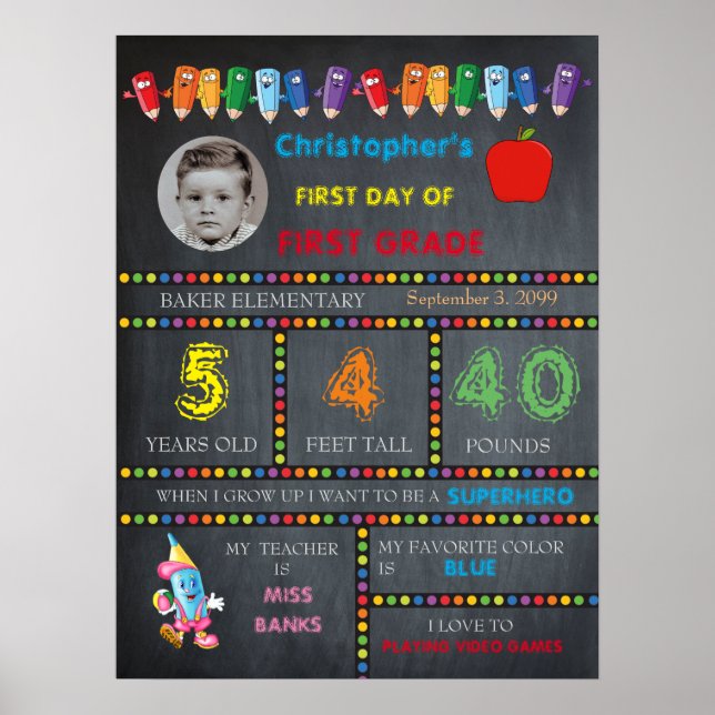 Affiches PREMIER NIVEAU Jardin d'enfants, panneau de tablea (Devant)