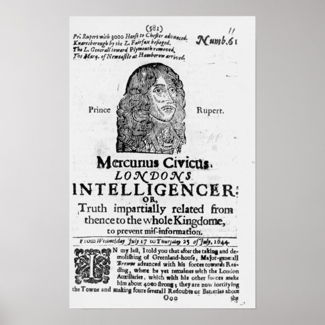 Affiches Première page de 'Mercurius Civicus' (Devant)