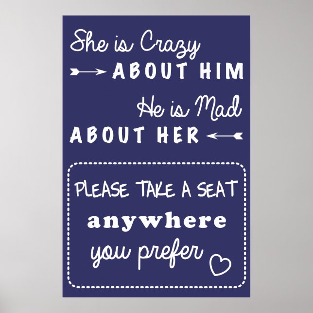 Affiches Prenez le panneau mariage du siège (Devant)