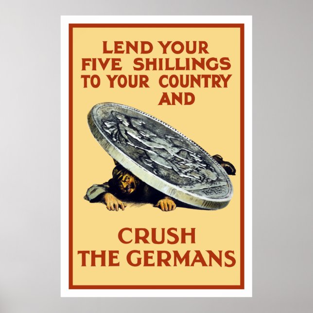 Affiches Prêtez Vos Shillings — Écrasez Les Allemands (Devant)