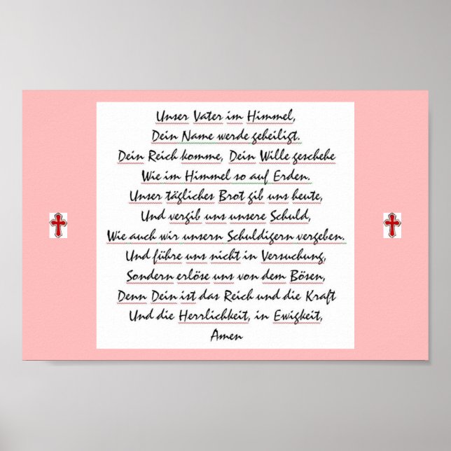 Affiches Prière du Seigneur en allemand (Devant)