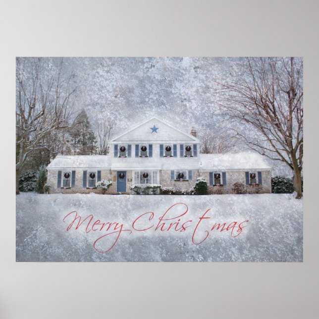 Affiches Primitive Winter Snow Country Rustic Open House (Devant)