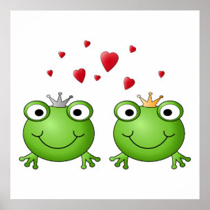 Affiches Prince Frog et Prince Frog Princess, with heart.