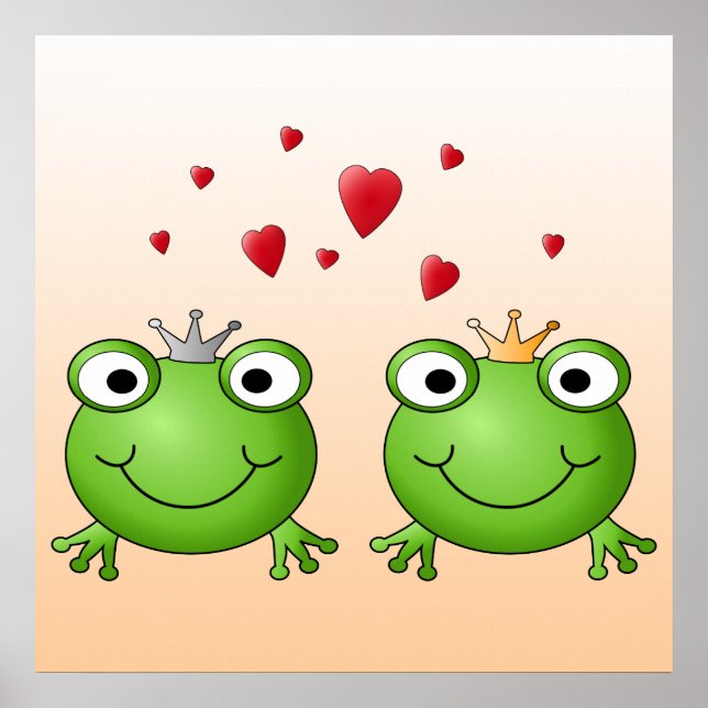 Affiches Prince Frog et Prince Frog Princess, with heart. (Devant)