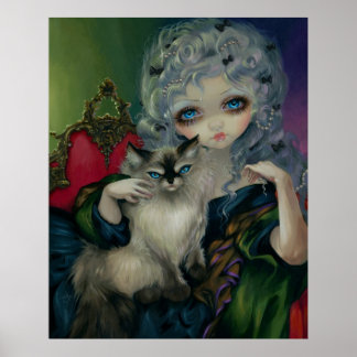 Affiches Princess with a Ragdoll Cat ART PRINT rococo