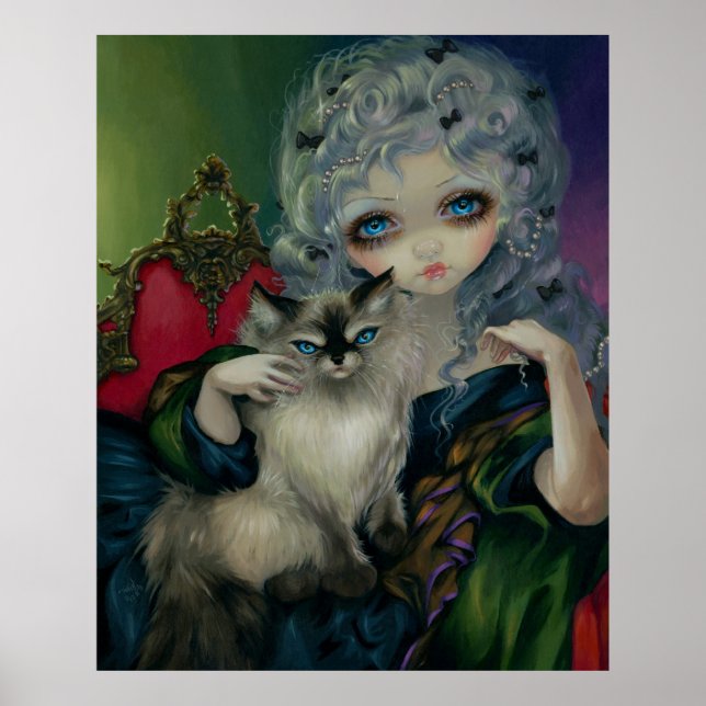 Affiches Princess with a Ragdoll Cat ART PRINT rococo (Devant)