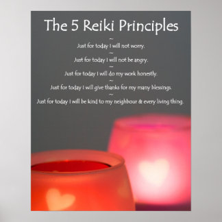 Affiches Principes de Reiki avec bougies