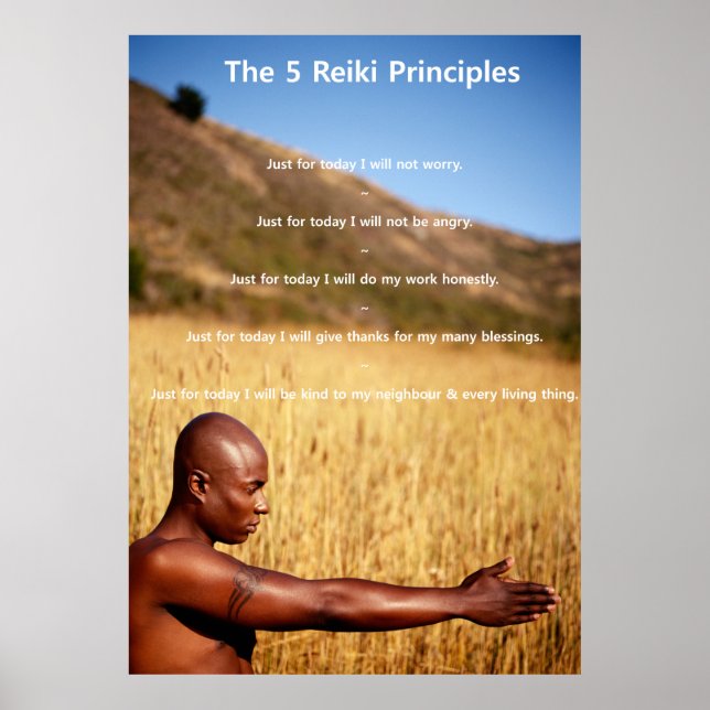Affiches Principes de Reiki avec l'homme (Devant)