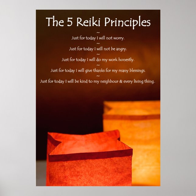 Affiches Principes de Reiki avec Luminarias (Devant)