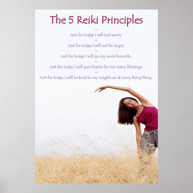 Affiches Principes de Reiki avec Yogini (Devant)
