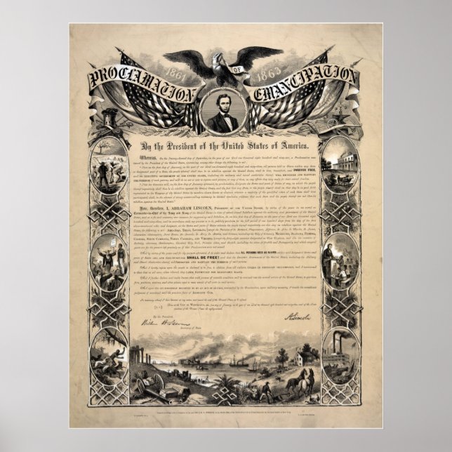 Affiches Proclamation d'Abraham Lincoln sur l'émancipation (Devant)