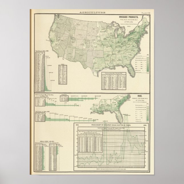 Affiches Produits du verger et riz (Devant)