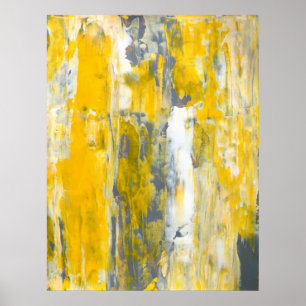 Affiches "Profondément dans l'art abstrait gris et jaune de