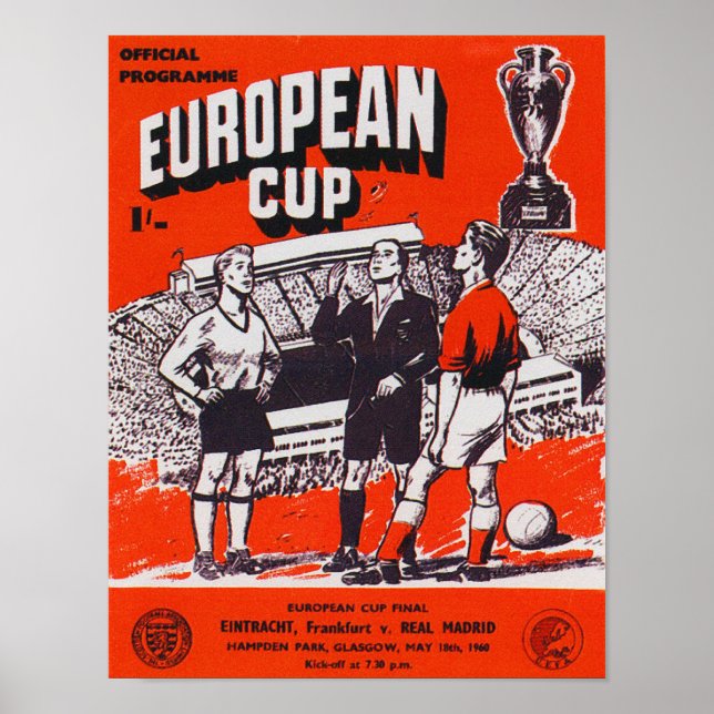 AFFICHES PROGRAMME DE COUPE D'EURO 1960 IMPRIMER (Devant)