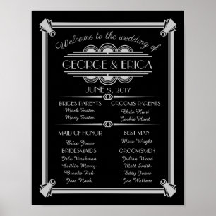 Affiches Programme de mariage Art déco, mariage argent