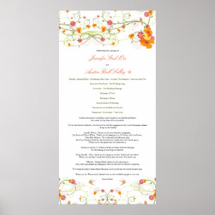 Affiches Programme de mariage floral à l'Hibiscus jaune et 