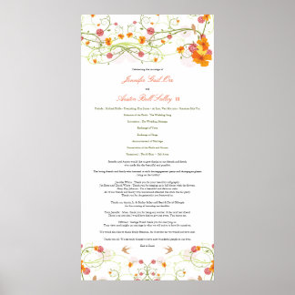 Affiches Programme de mariage floral à l'Hibiscus jaune et