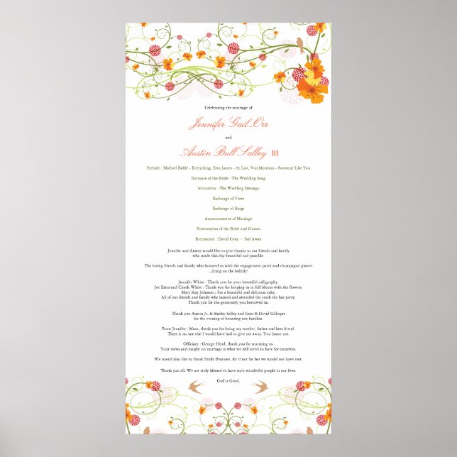 Affiches Programme de mariage floral à l'Hibiscus jaune et  (Devant)