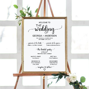 Affiches Programme de mariage simple calligraphié noir