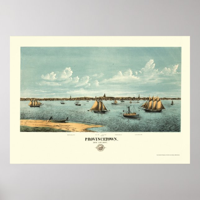 Affiches Provincetown, MA Carte panoramique - 1877 (Devant)