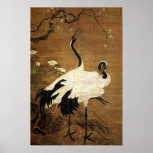 Affiches Pruniers et grues jumelles (Dynastie Ming)