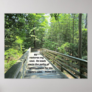 Affiches Psaume 23:3 Il restaure mon âme, Il me conduit dan