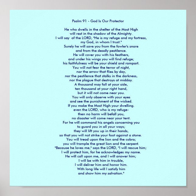 Affiches Psaume 91 - Dieu est notre protecteur (Devant)