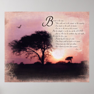 Affiches Psaumes 1:1-3 Béni est l'homme - Encouragement