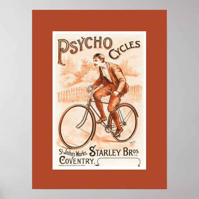 Affiches Psycho Cycles ~ St. John’s Works ~ Coventry 1892 (Devant)