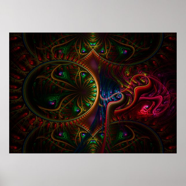 Affiches Psycho Gears Flame Fractal Art (Devant)
