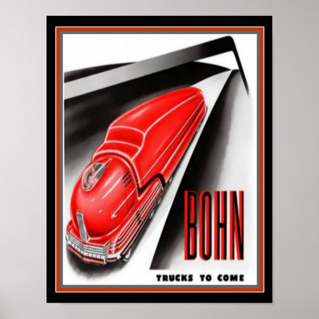 Affiches Publicité de camion Bohn Futuriste Retro Imprimer  (Devant)