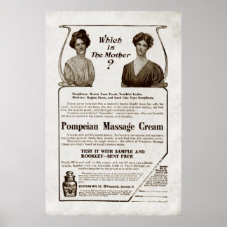 Affiches Publicité de crème de massage vintage de 1907