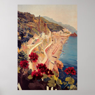 Affiches Publicité de Vintage voyage d'Amalfi, Italie