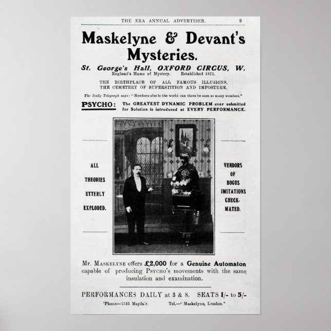 Affiches Publicité pour les mystères de Maskelyne & Devant (Devant)