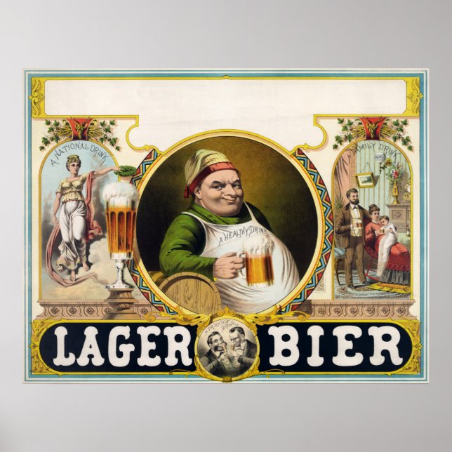 Affiches Publicité vintage allemande de bière Lager (Devant)