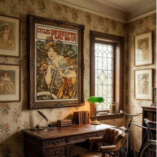 Affiches Publicité vintage Art Nouveau à vélo par Alphonse