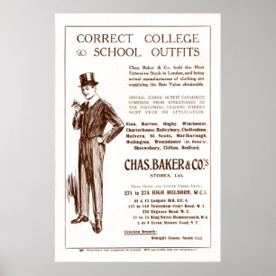 Affiches Publicité vintage Chas Baker Vêtements de 1920