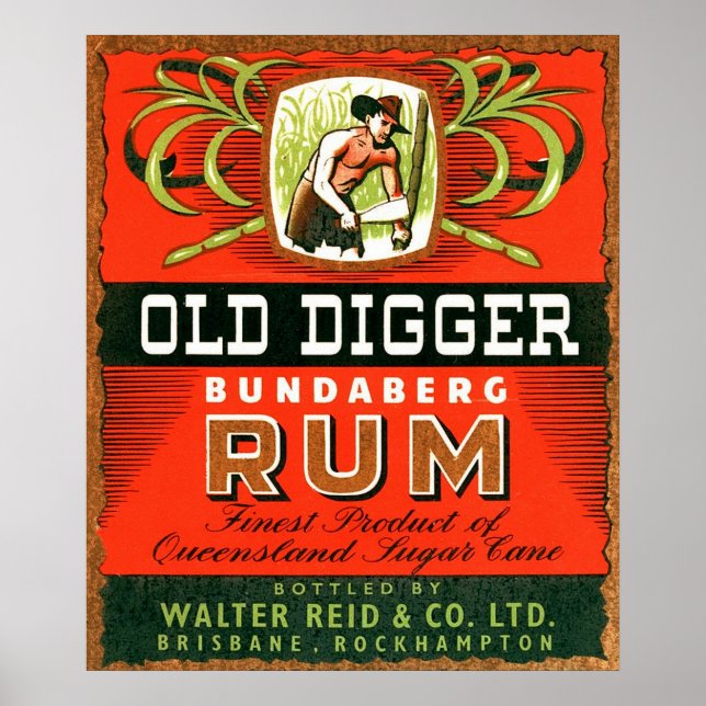 Affiches Publicité vintage de rhum australien. (Devant)