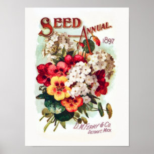 Affiches Publicité Vintage des semences de fleurs de ferrie