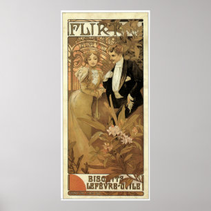 Affiches Publicité vintage Mucha Flirt Biscuits