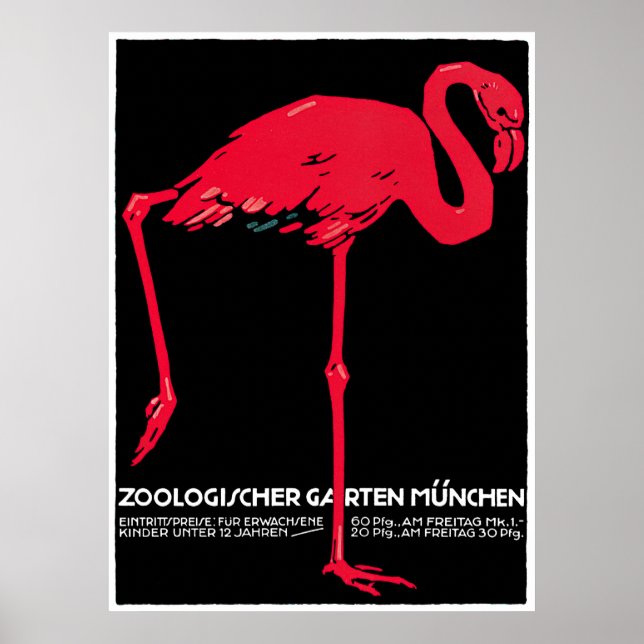 Affiches Publicité vintage pour le zoo de Munich (Devant)